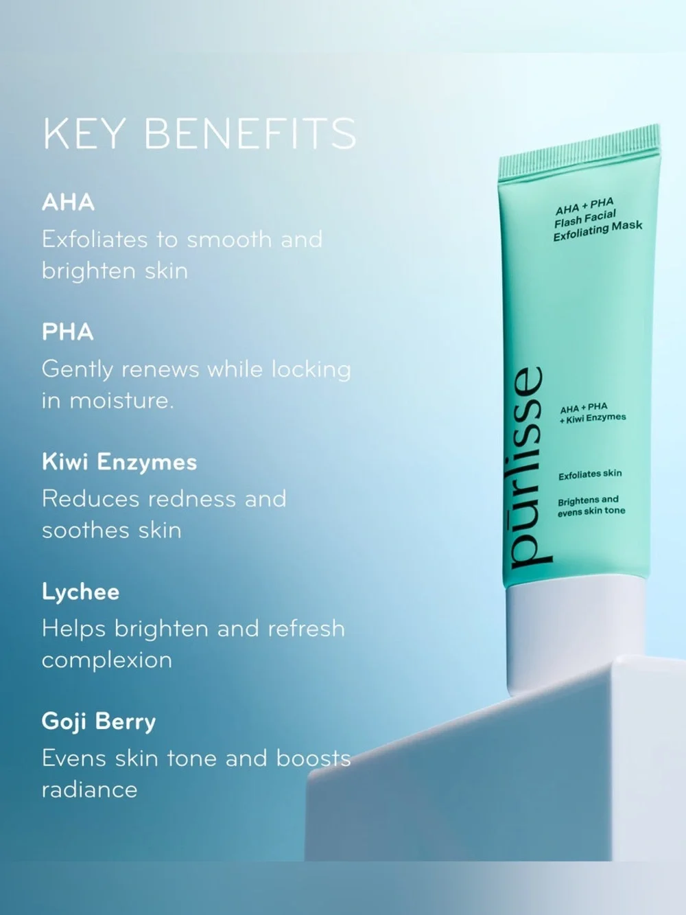 Purlisse Beauty AHA + PHA Flash Facial Exfoliating Mask NIB